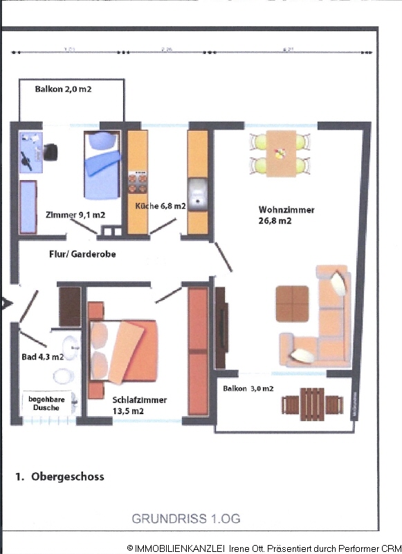 Grundriss 1 OG Wohnung 02 Baden-Baden Etagenwohnung Baden-Baden