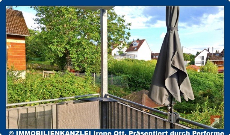 Sicht vom �berdachten Balkon Emmendingen Etagenwohnung Lichtdurchflutete 2-ZiWo inkl. TG-Stellplatz in Emmendingen